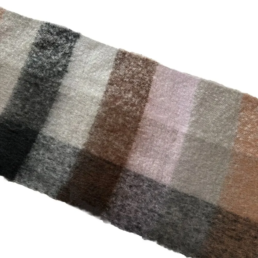 New On 34th Classic Large Check Supersoft Wrap Scarf Gray, Brown, Lavender